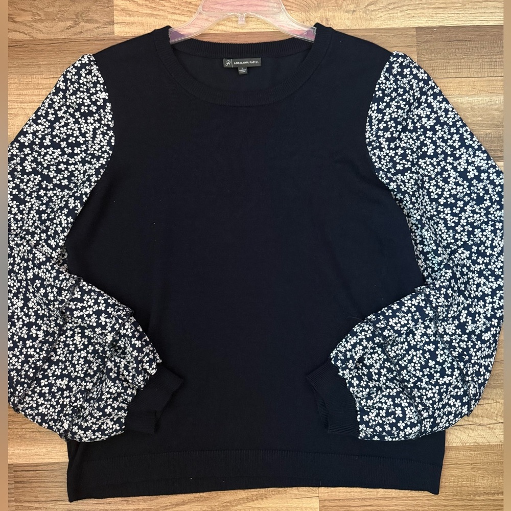 Adrianna Papell Sweater with Floral Long Sleeves